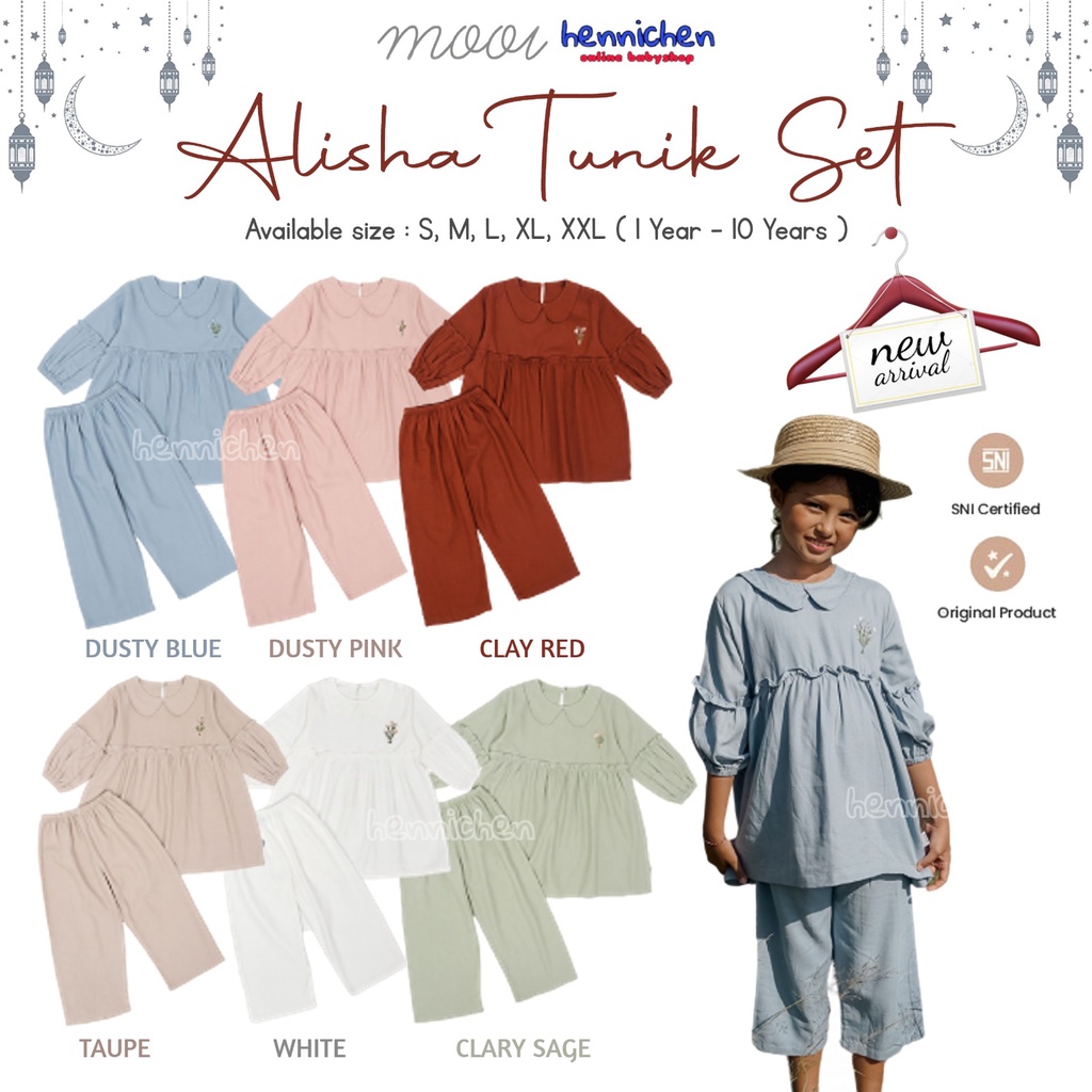 PROMO 7.7 PROMO BAJU LEBARAN MURAH MOOI EDISI LEBARAN ALISHA SETELAN TUNIK TUNIK ANAK PEREMPUAN BAJU ATASAN / SETELAN ANAK MUSLIM EDISI BAJU LEBARAN BAJU LEBARAN ANAK 1-10 TAHUN