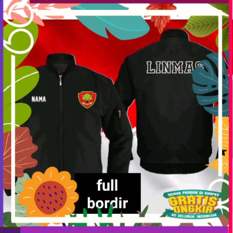 Jaket bomber linmas full bordir jaket linmas jaket bomber bordir satuan Jaket bomber custom / navy d