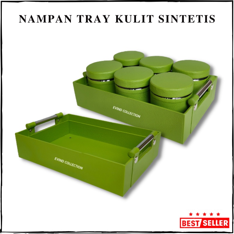 Nampan Tray Untuk 6 Toples Baki Saji Kulit Sintetis