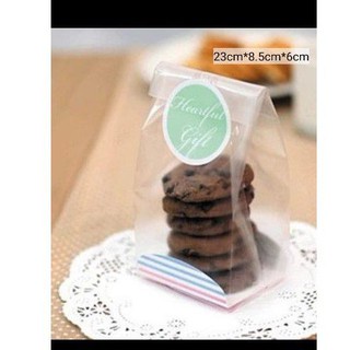 Plastik packing cookies bening + tray biru 23x8,5 PT02