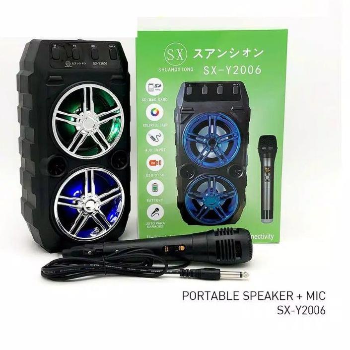 ℮ Speaker Bluetooth Karaoke SX 2006/Salon Aktif Bonus Mic Karaoke ➭
