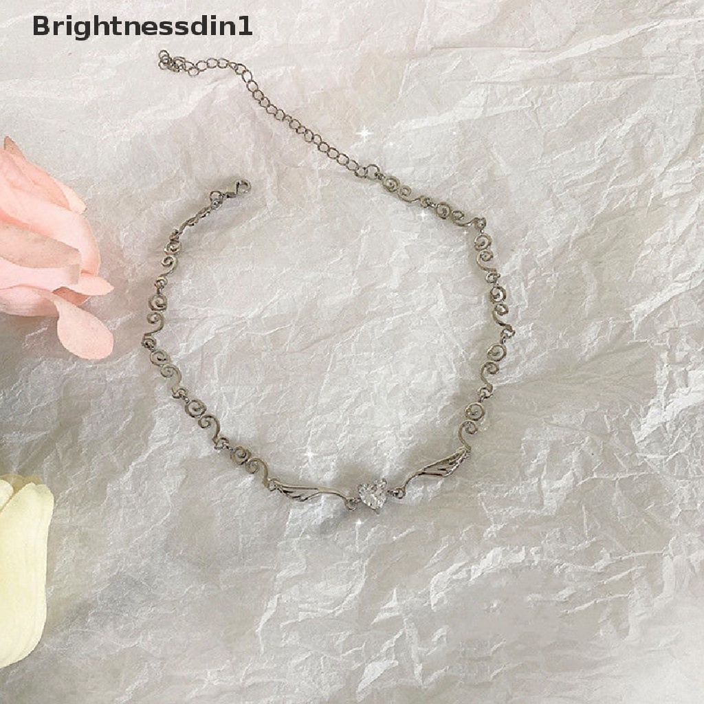 [Brightnessdin1] Warna Silver Irregualr Choker Kalung Untuk Wanita Cinta Hati Kristal Klavikula Rantai Kalung Grosir Perhiasan Butik