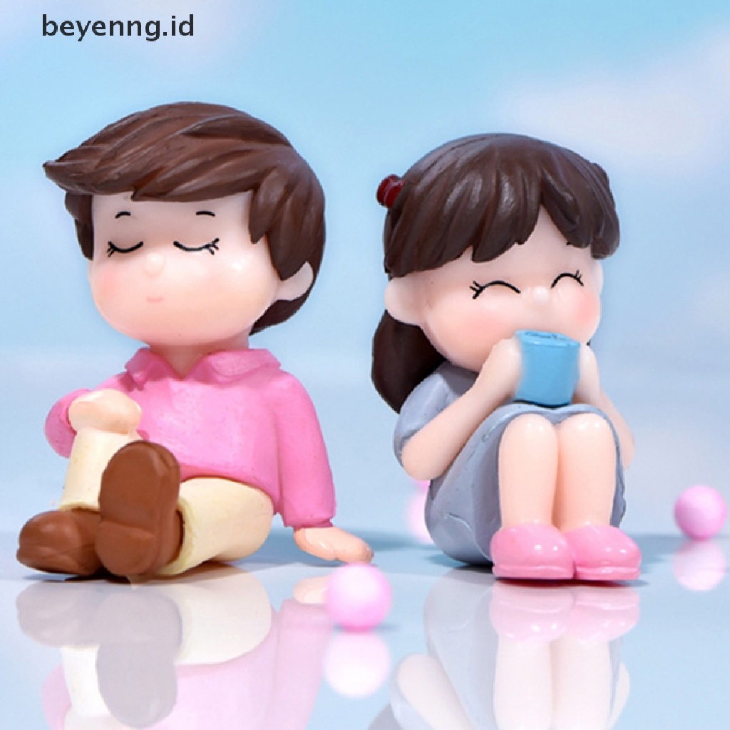 Beyen 2pcs/set Boneka Pecinta Mini Model Figure Pemandangan Peri Taman Ornamen ID