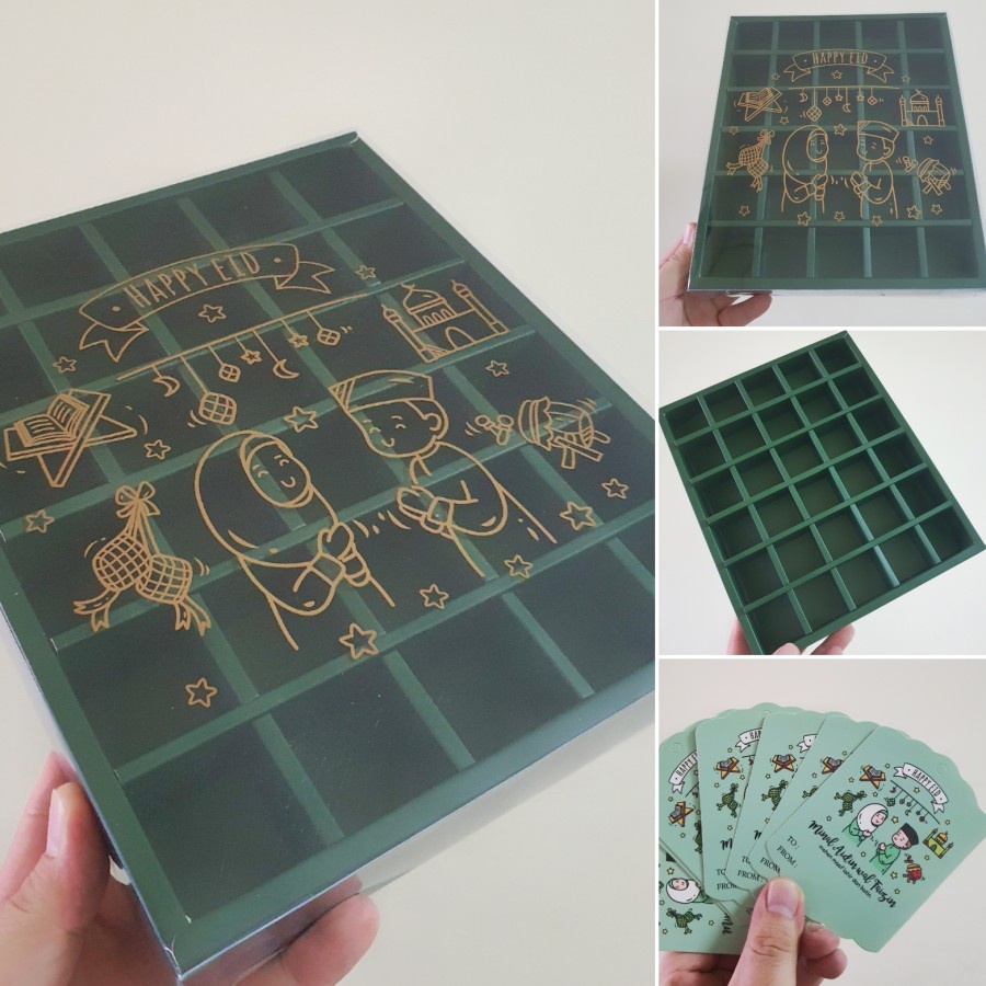 

(5 pcs) box mika kemasan nastar lebaran kardus packaging brwonis mini sekat 30 idul fitri ukuran 21.5 x 25.5 cm x 3.5 cm