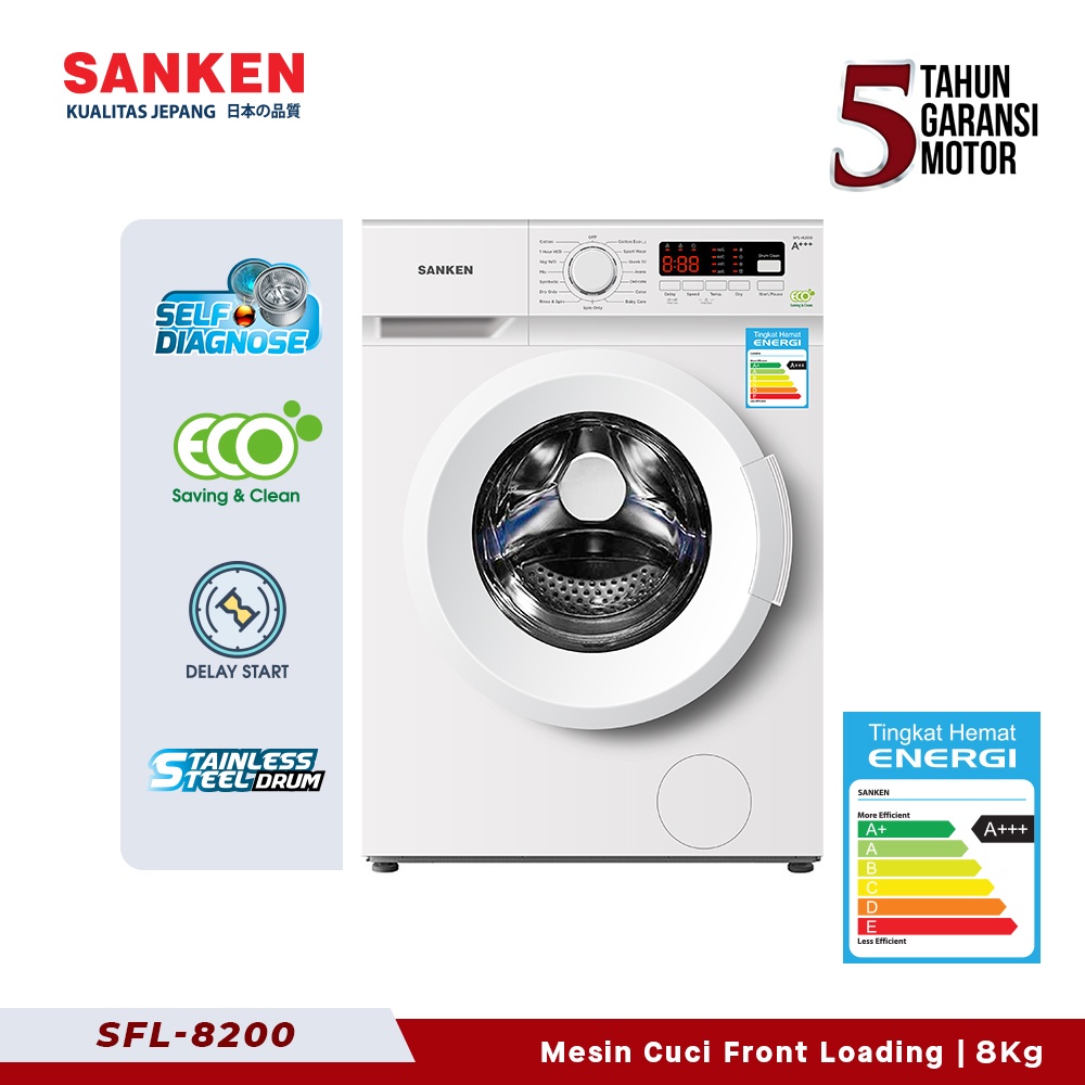 Sanken Mesin Cuci Front Loading 7Kg SFL-8200 Full Automatic