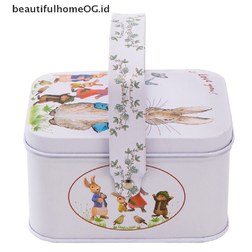 // Beautifulhomeog.id// Vintage Tinplate Little White Rabbit Koper Candy Box Gift Box Storage Bisa **