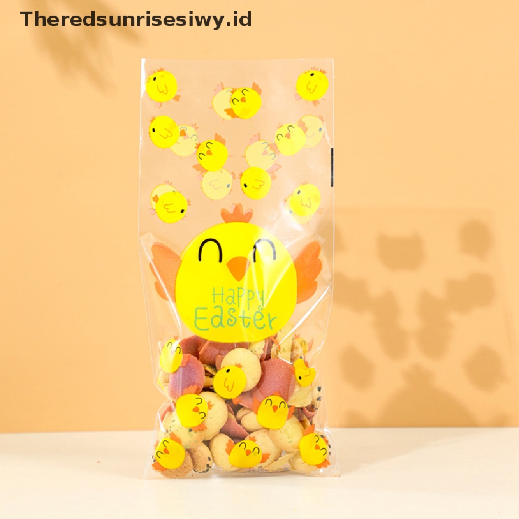 # Baju Lebaran # 50pcs Kantong Hadiah Paskah Dengan Dasi Kawat Telur Kelinci Kemasan Plastik Candy Bags~