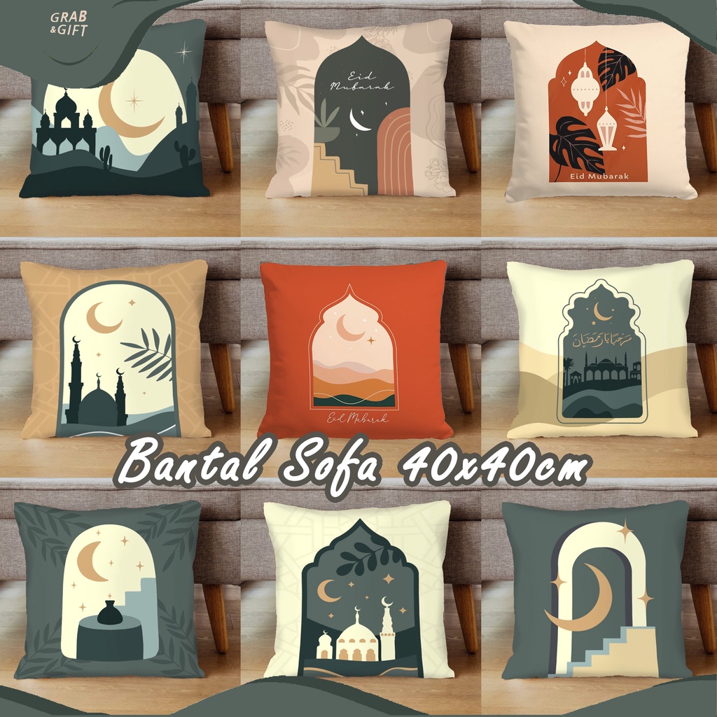Bantal Sofa Print Motif Boho Ramadhan Aesthteic 40x40 cm Minimalis Estetik