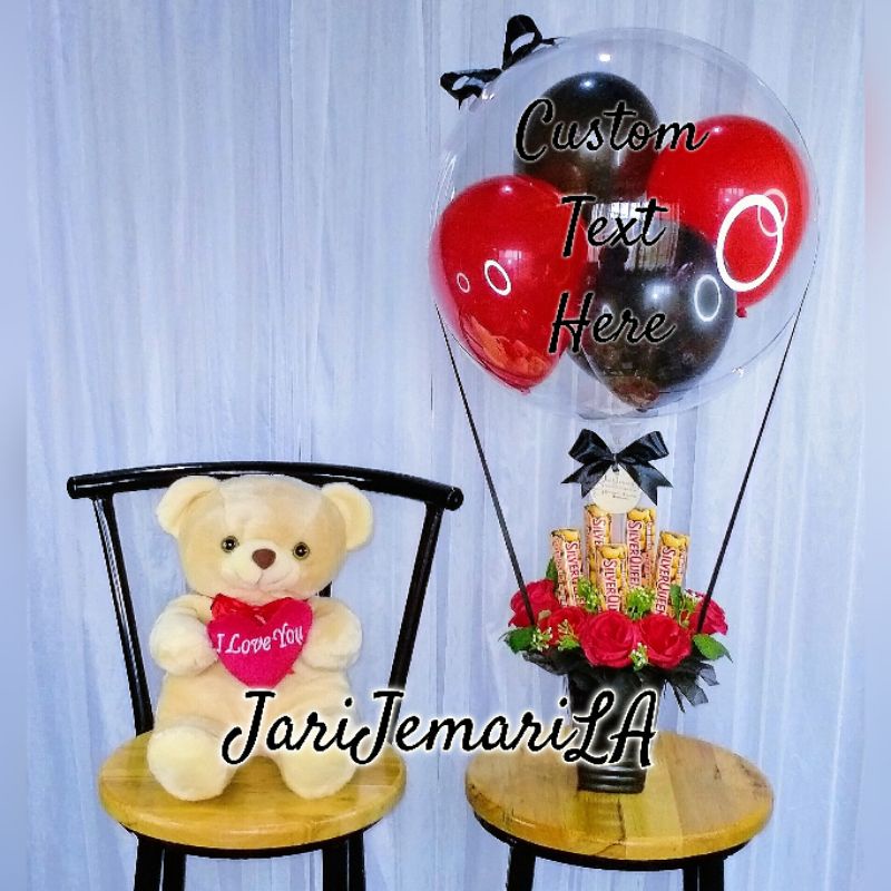 BISA KIRIM HARI INI - paket buket balon coklat dan boneka valentine, buket bunga valentine