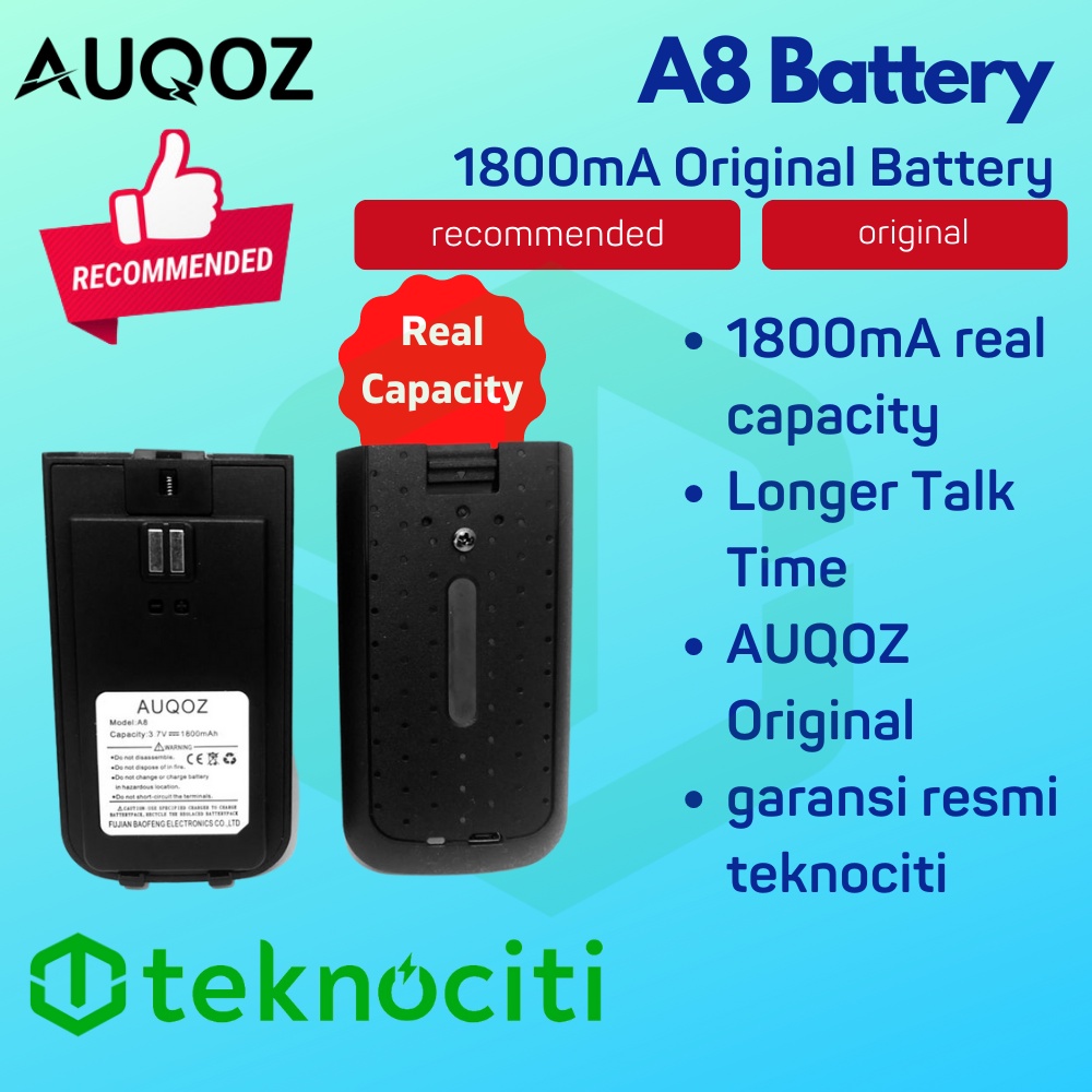 AUQOZ A8 Replacement Walkie Talkie Battery - Baterai HT