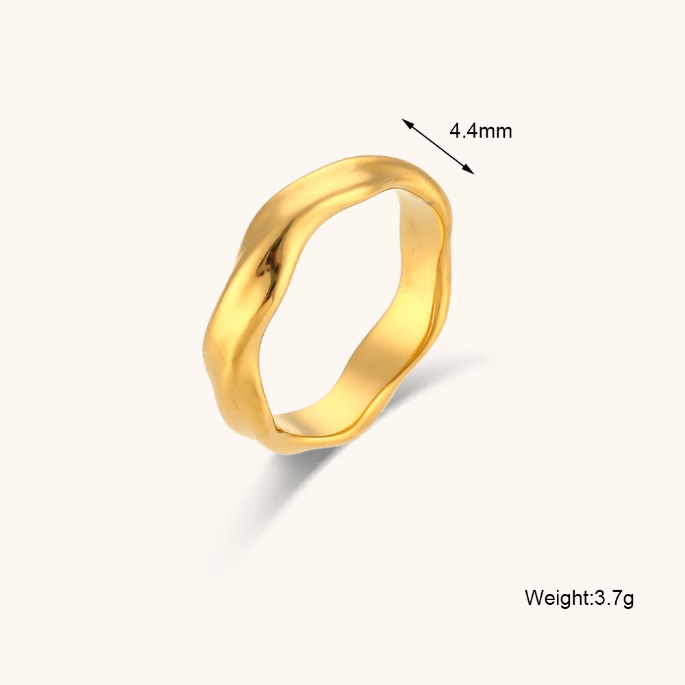 Cincin Titanium Steel Lapis Emas 18K Desain Geometri Gaya Eropa Amerika Untuk Wanita