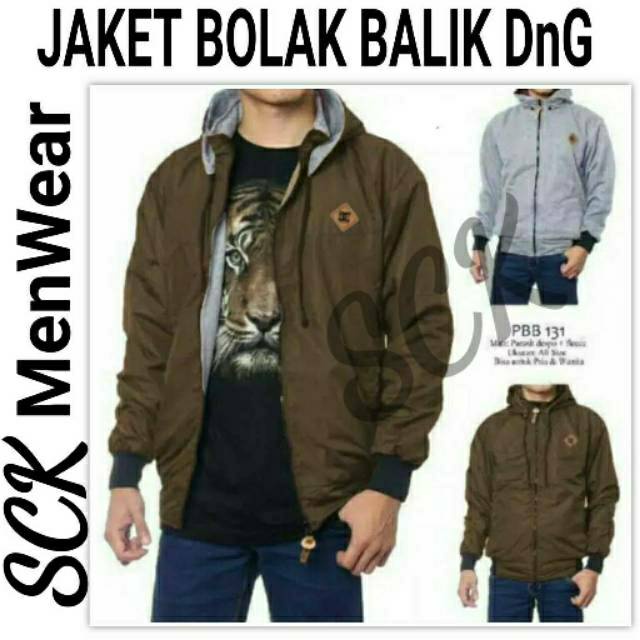 Jaket Pria VLK Bolak Balik Resleting Luar Parasut Dalam Katun Halus / PakaianCowok ukuran L-XXL (JUMBO) - sckmenwear GROSIR