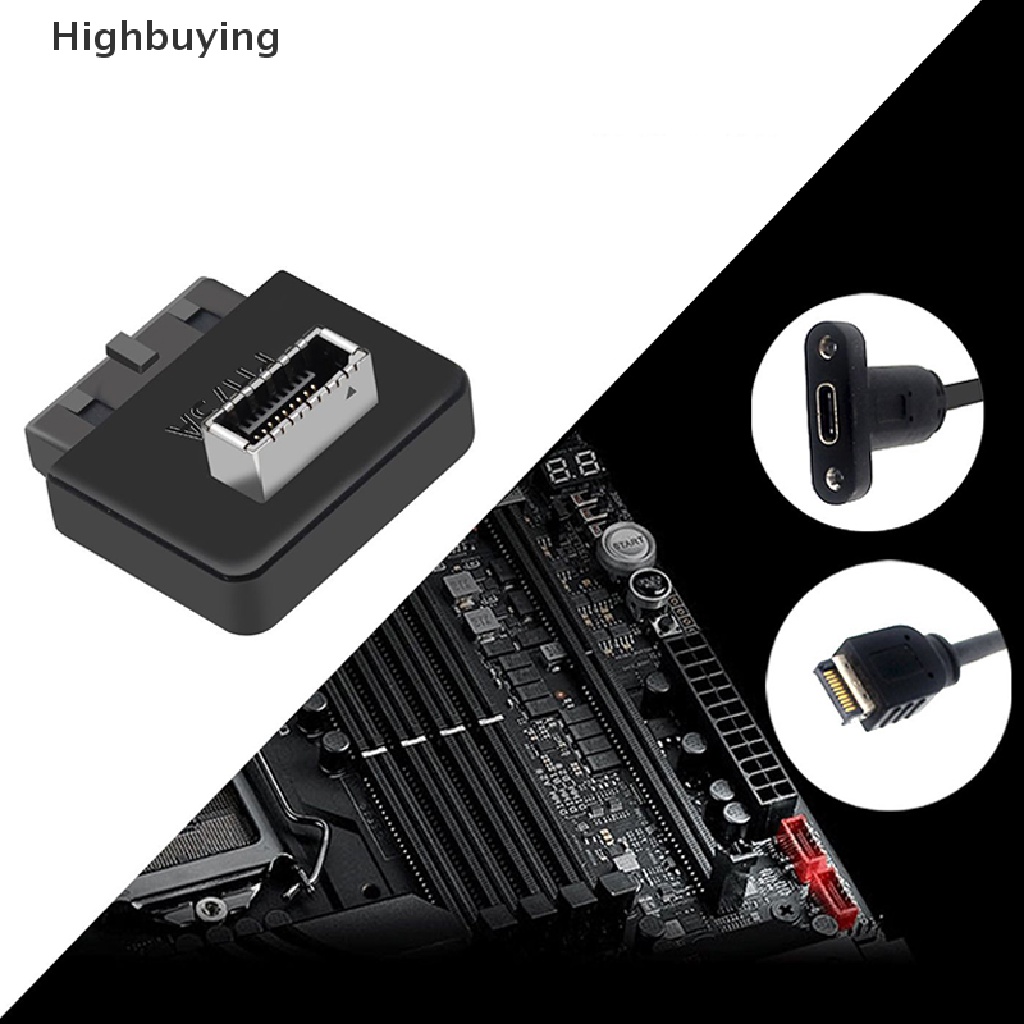 Hbid Motherboard USB Header Adapter USB3.0 19pin 20pin Ke TYPE-E 90derajat Converter Sasis Depan Tipe C Plug-in Port PH73A+PH73B+Glory