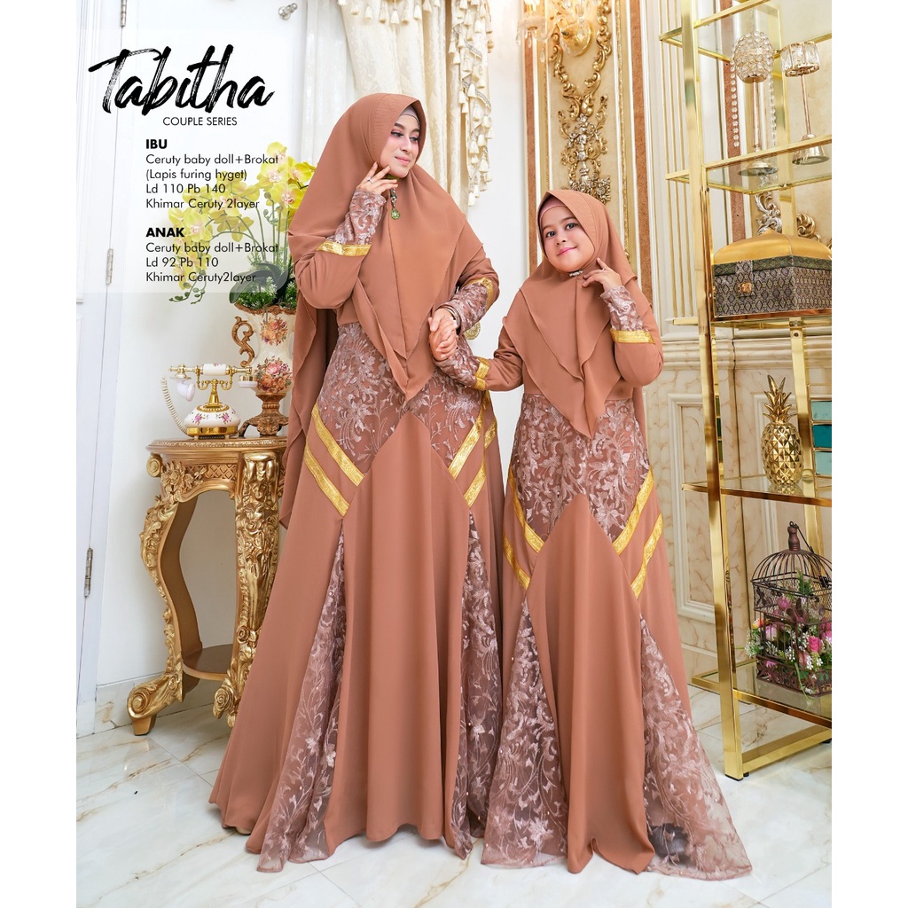 Khadijah Humaira Gamis Syari Couple Ibu Anak Ceruty Babydol Mix Brokat Tabitha TERLARIS