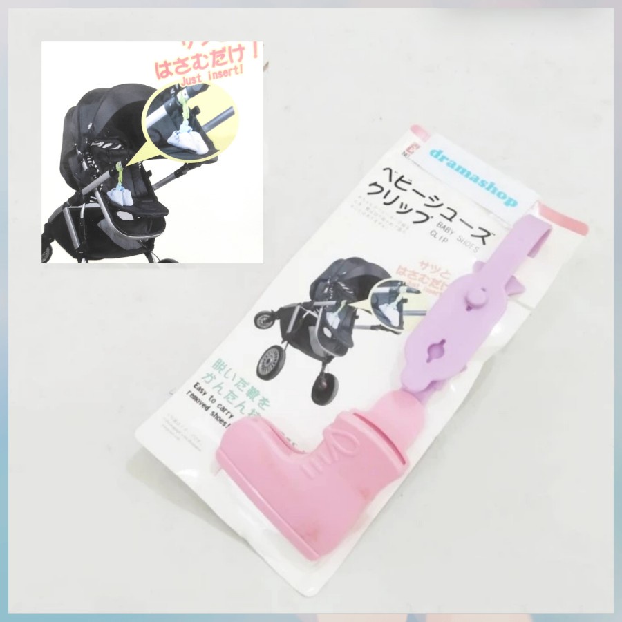 Clip klik jepitan jepit gantungan sepatu bayi di stroller stroler kereta tas bayi serbaguna