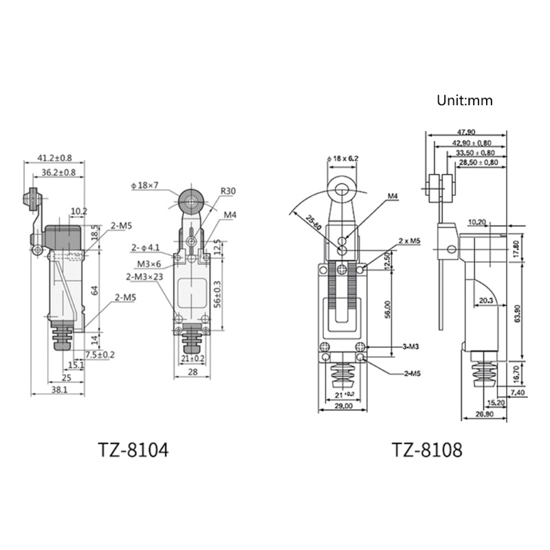 Vivi Micro Limit Switch TZ-8108 5A 250VAC Microswitch Roller Levers Plunger