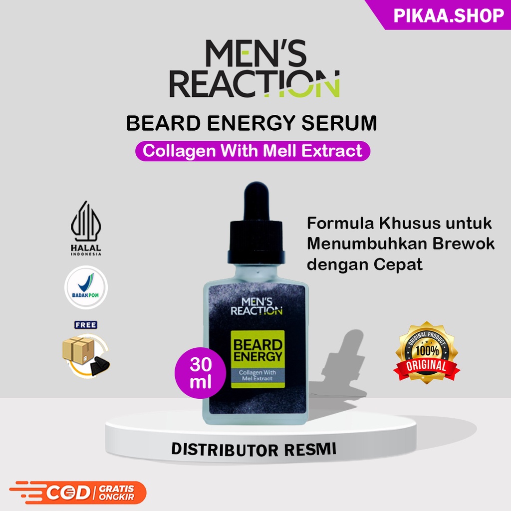 Mens Reaction Beard Energy Serum Penumbuh Brewok ampuh dan original