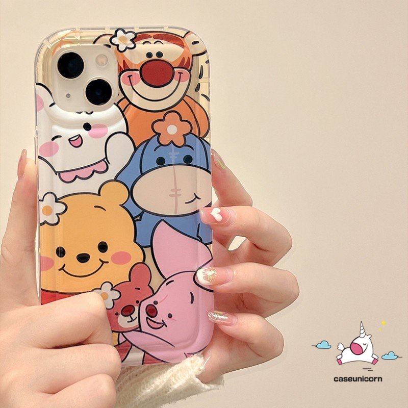 Casing Kompatibel Untuk iPhone 7plus XR 11 14 13 12 Pro MAX 6 6S 7 8 Plus X XS MAX Kartun Lucu Disney Winnie the Pooh Manyo Piglet Tigger Silicon Airbag Shockproof Soft Case Cover