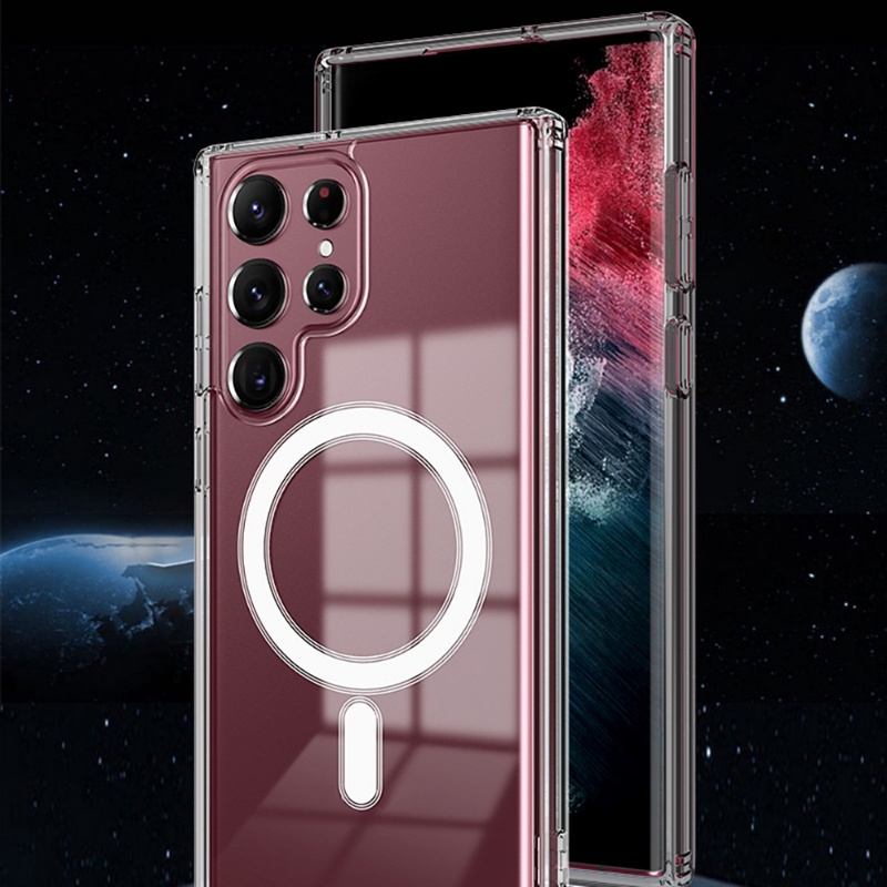 Transparan Menarik Ponsel Case Lembut Ponsel Cover Pelindung Ultra-Tipis Magsafe Anti Gores Aksesoris Cakupan Penuh Tahan Debu Case Untuk Samsung Galaxy S23 Series