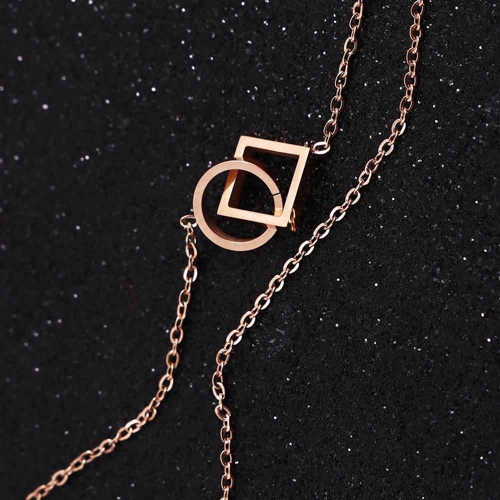 Needway Kalung Liar Elegan Cincin Rose Gold Koean Persegi Fashion Perhiasan