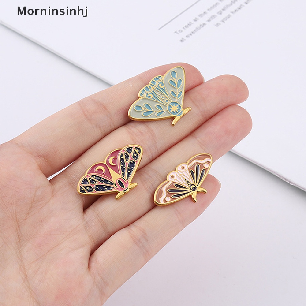 Mornin Warna Ngengat Enamel Pin Art Paing Serangga Tas Bros Kerah Lencana Kartun Perhiasan id