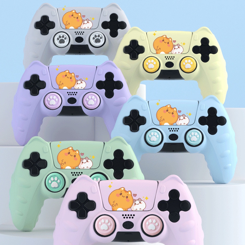 PLAYSTATION Ps5 Caes PS5 Controller Skin Anti-Slip Silikon Pelindung Kulit Case Cover Untuk Playstation5 DualSense Wireless Controller