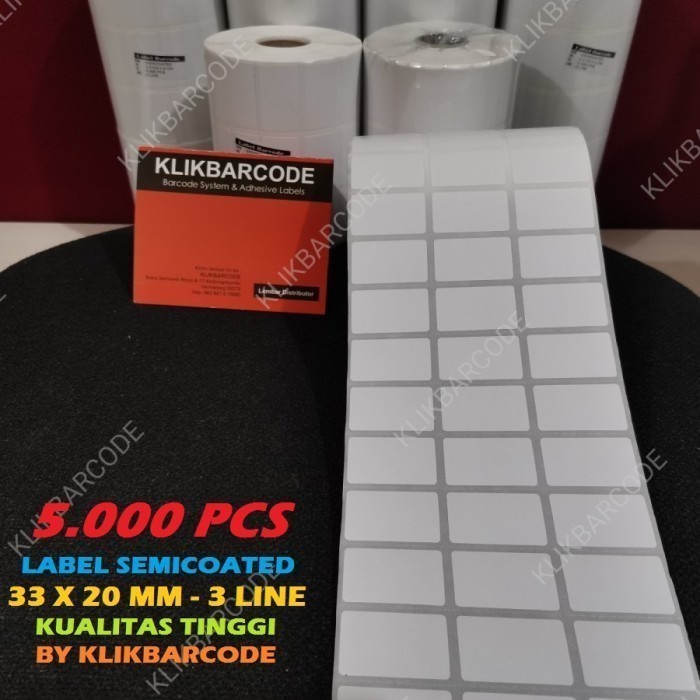 

MURAH barcode label ukuran 33 x 20 mm,3 line,semicoated,isi 5000 pcs,promo MURAH