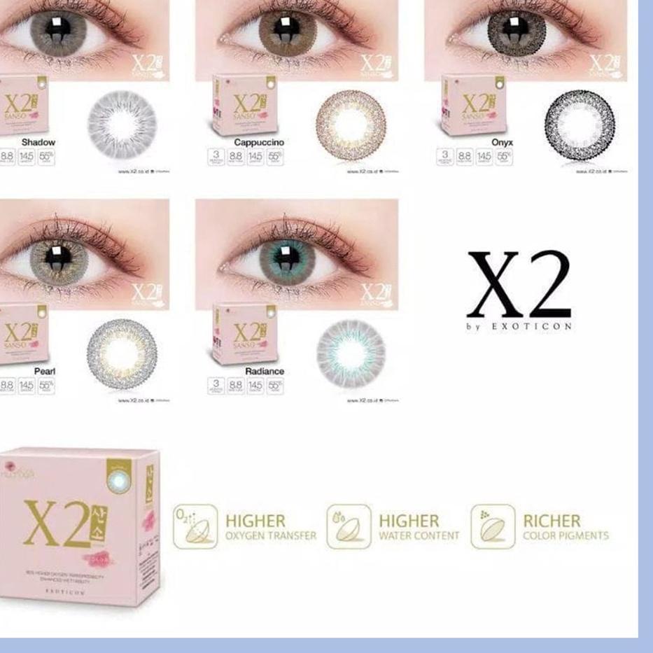 ™ SOFTLENS X2 SANSO COLOR NORMAL & MINUS -0.50 sd -3.00 FREE LENSCASE DIA 14.5 MM BY EXOTICON SHADOW