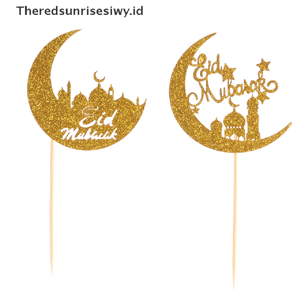 # Baju Lebaran # Hiasan Kue Akrilik Eid Mubarak Castle Moon CupCake Topper Dekorasi DIY~