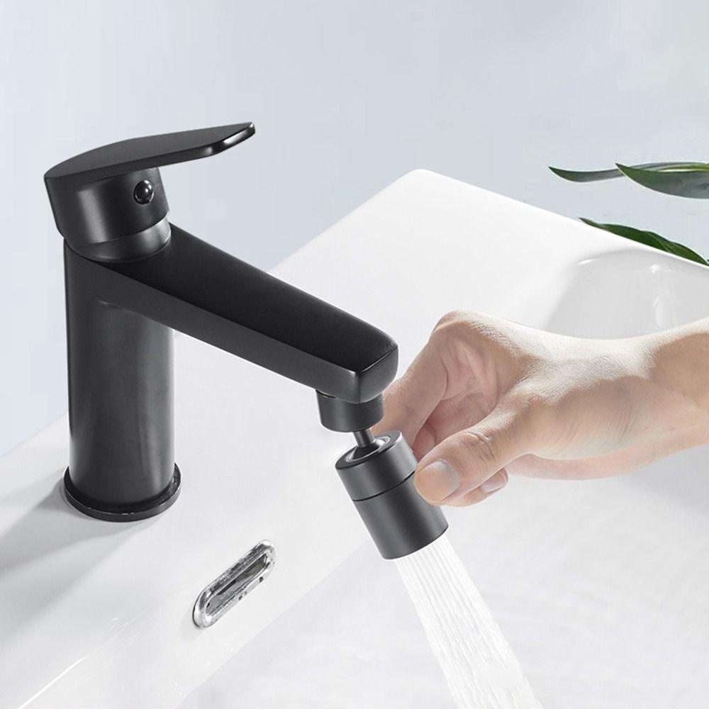 Lanfy Faucet Extender Universal Hitam Multifungsi Anti Ciprat Hemat Air Berputar Mode Ganda Aerator Bertekanan