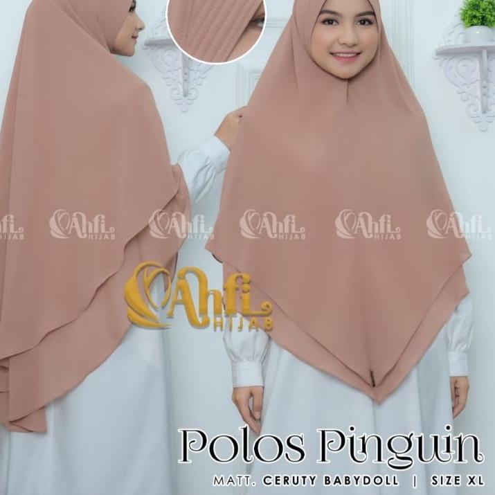 ☂ HIJAB KHIMAR CERUTY BABYDOLL MODEL PINGUIN POLOS SIZE XL JUMBO BY AHFI HIJAB/ANISAH HIJAB ◄