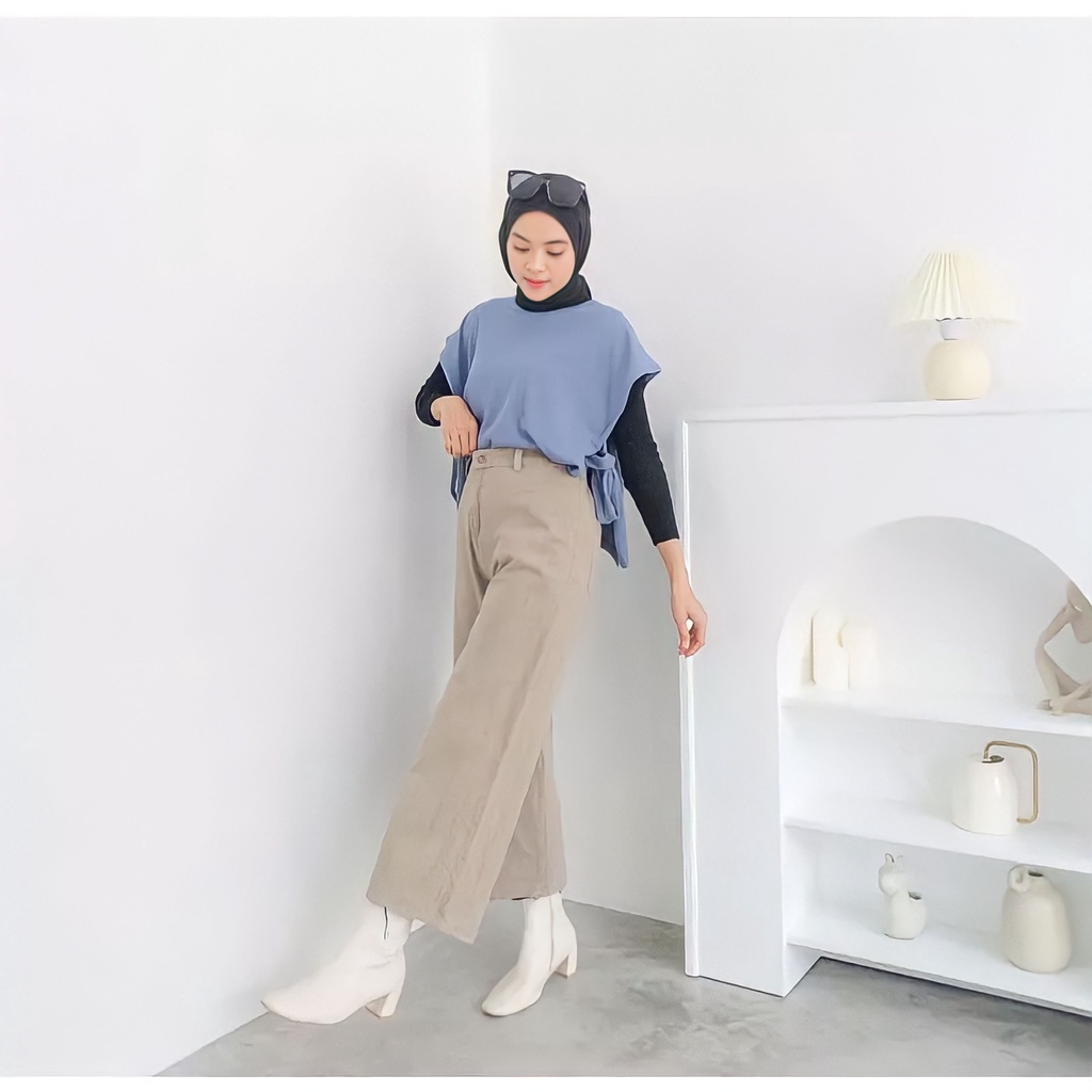 CELANA PANJANG MOZZA KULOT CULLOTE WANITA CEWEK JINS JEANS HIGHWAIST HIGH WAIST LOOSE JUMBO PINGGANG KARET KEKINIAN PREMIUM MURAH WARNA HITAM PUTIH KHAKI MOCCA SNOW BLACK LIGHT DARK BLUE LATTE MEDIUM