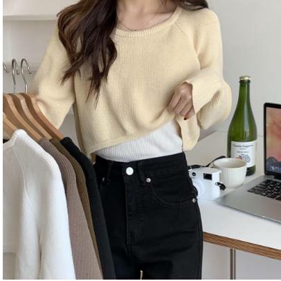 Atasan Rajut Wanita Lengan Panjang Crop Wanita Sakila - HOPYLOVY