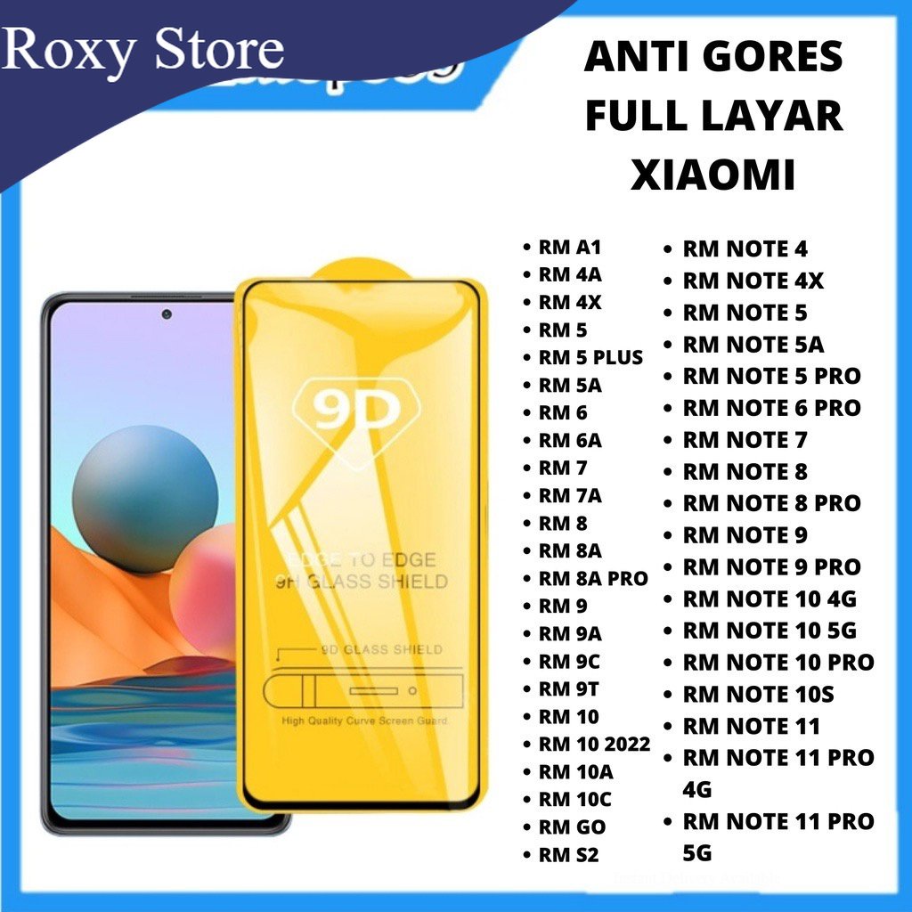 TEMPERED GLASS XIAOMI REDMI A1 4A 4X 5 PLUS 5A 6 6A 7 7A 8 8A 8A PRO 9 9A 9C 9T 10 10 2022 10A 10C GO S2 REDMI NOTE 4 4X 5 5A 5 PRO 6 PRO 7 8 8 PRO 9 9 PRO 10 4G 10 5G 10 PRO 10S 11 11 PRO 4G 11 PRO 5G ANTI GORES KACA FULL LAYAR COVER GLUE XIAOMI FULL