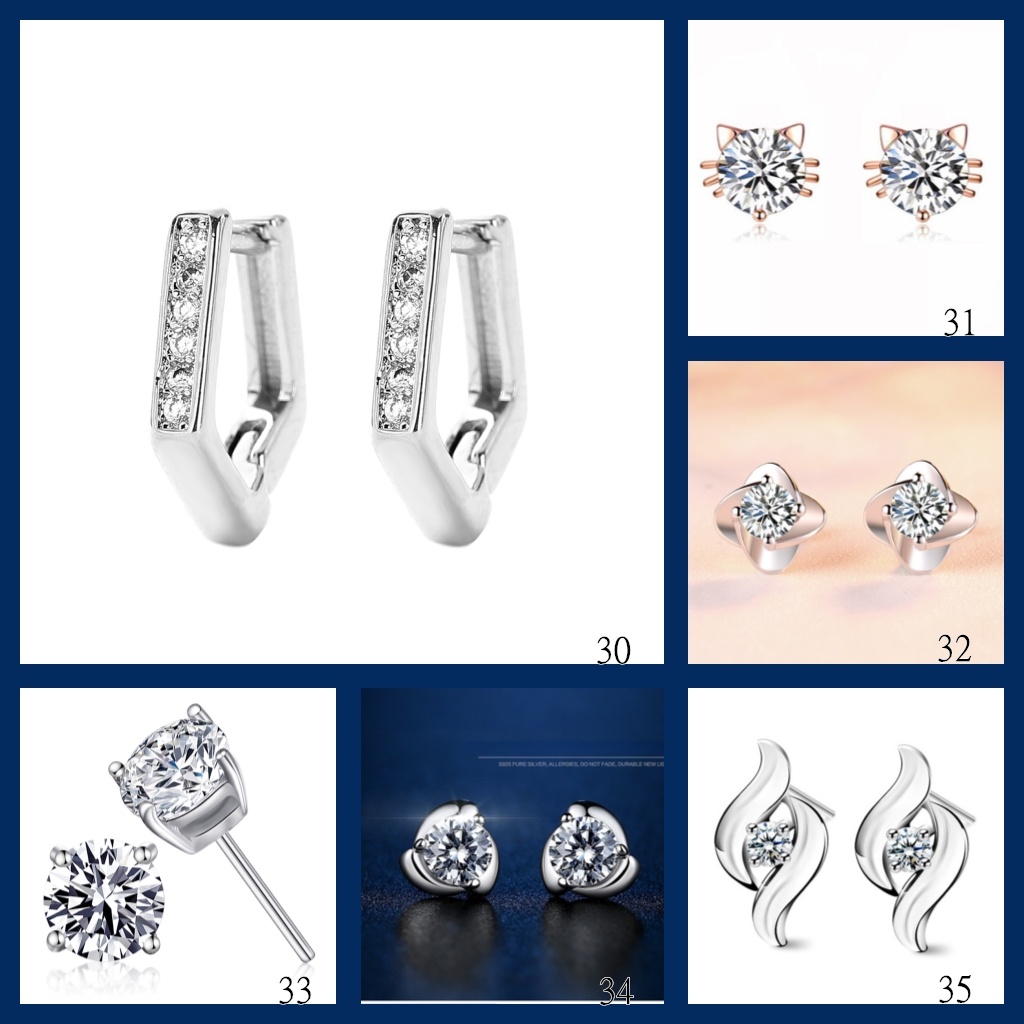 Goldkingdom Aksesoris Perhiasan Fashion Ready Stock Minimalis S925 Sterling Silver Lapis Emas Asli Kadar 375 Dengan Berlian Indah Cahaya Mewah Hadiah Pejantan Wanita