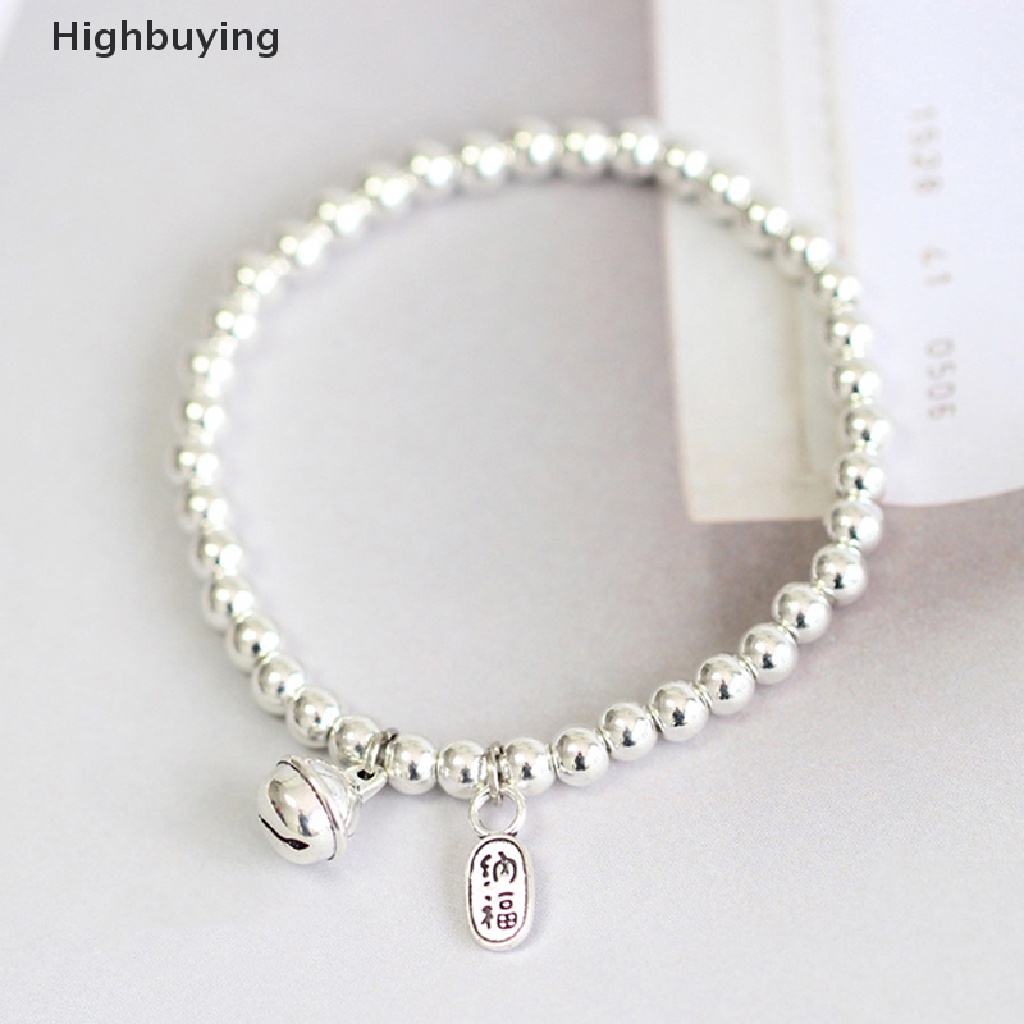 Hbid Gelang Manik-Manik Bulat Fashion Warna Perak Sederhana Untuk Wanita Gadis Punk Hip-Hop Trendi Aksesoris Perhiasan Hadiah Pasangan Perhiasan Glory