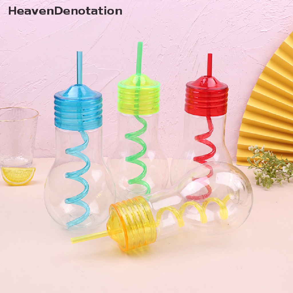 [HeavenDenotation] 1pc Kreatif Buatan Bola Lampu Bening Berbentuk Botol Air Plastik Cangkir Jerami HDV