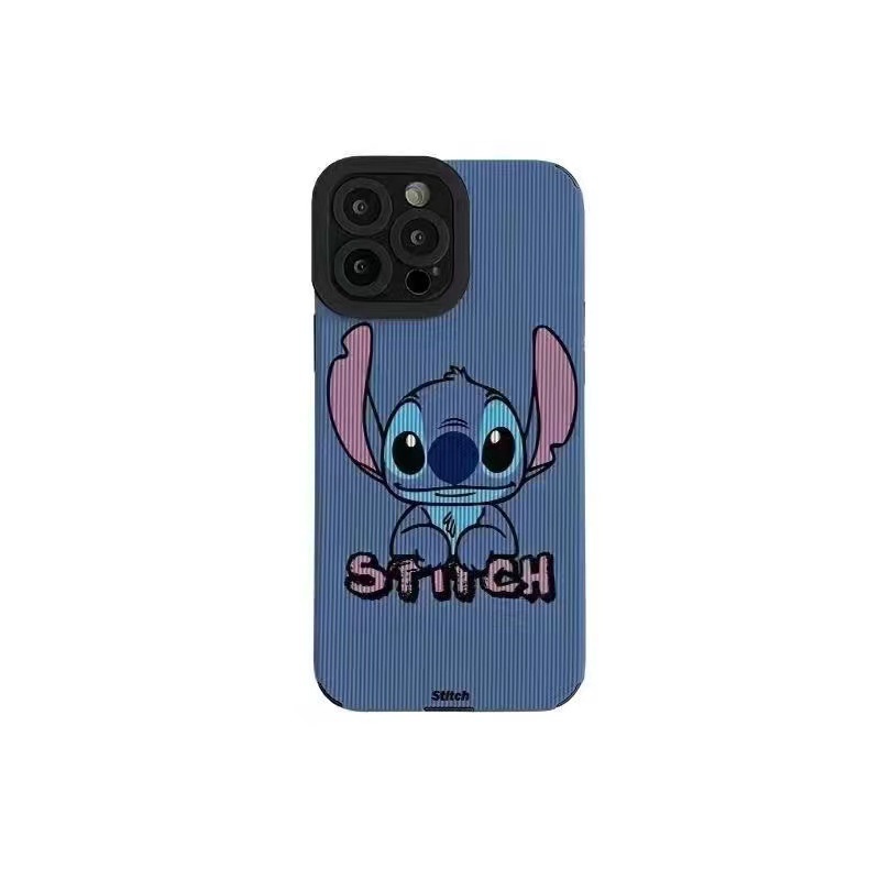 Blue Stitch Leather Case OPPO A5 A9 A31 A53 A33 A3S F11 F9 A7 A5S A12 A52 A92 Reno 3 5 6 A83 A57 A39 VIVO V9 S1 V15 Z1 V20 Pro Y93 Y91C Y50 Y20 Y30 Y12S Y11 Y12 Y15 Y17 V9 Y19 iP iPhone 6 7 6S 8 + Plus X XS XR 11 12 13 14 Pro Max Disney Cute