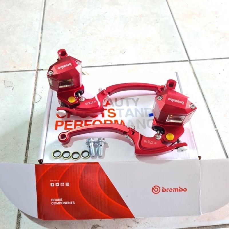 (BISA COD) Master Rem Handle Brembo 17X18 Double 2 Tabung 1 Set Full Cnc Universal Motor Nmax, Pcx, Xmax, Aerox, Adv, Xeon, Fino, Xride, Scoopy, Genio, Skydrive, Spin, Skywave, Beat, Vario, Mio, Dll