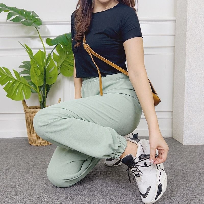 LL FASHION Jogger Pants Wanita Sweatpants Polos Panjang Halus Tebal