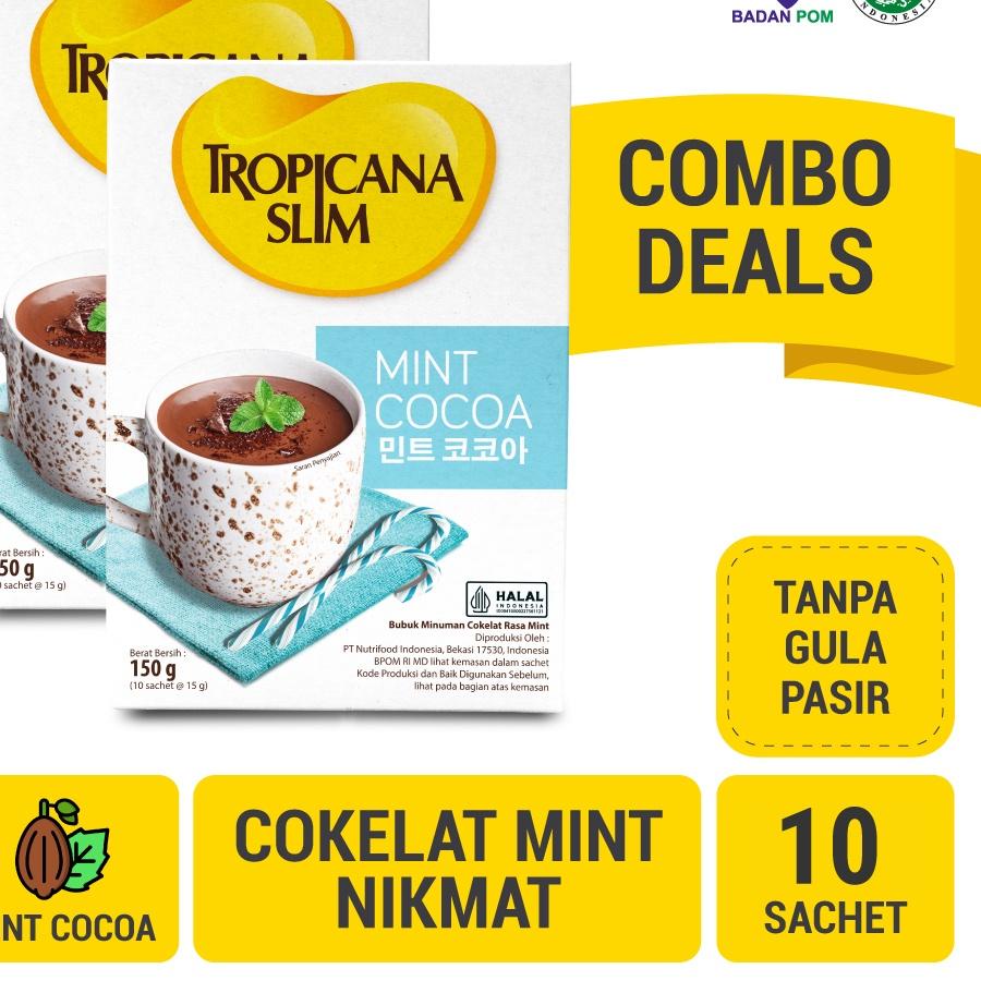 

☑ Twin Pack - Tropicana Slim Mint Cocoa 10 Sachet - Minuman Cokelat Mint Nikmat Tanpa Gula Pasir ☝