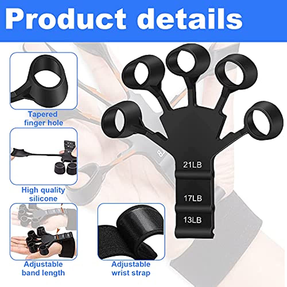 2pcs Finger Gripper Silikon Finger Berolahraga Trainer Dengan 6tingkat Tahan Untuk Pemain Gitar Dengan Penguat Band Tangan