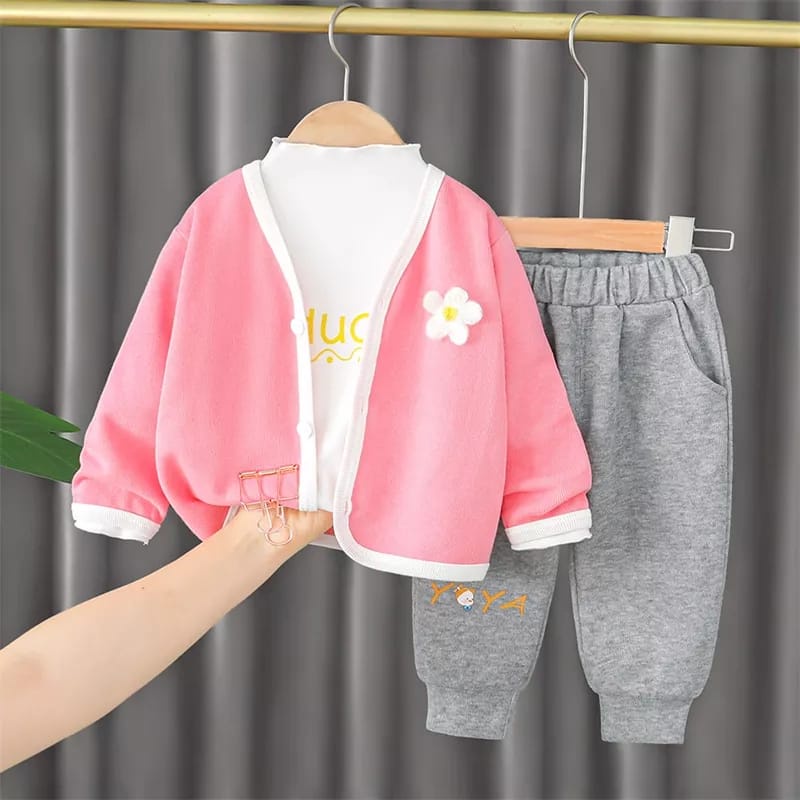 B317 - Setelan Rajut 3in1 Anak cEWEK Import / Setelan Baju ANak Cewek Murah / Setelan Jaket ANak Per