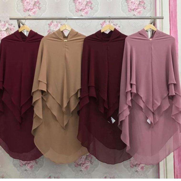 MURAH MERIAH Jilbab Khimar Syar'i Pet Antem 2 Layer Ceruti Babydoll