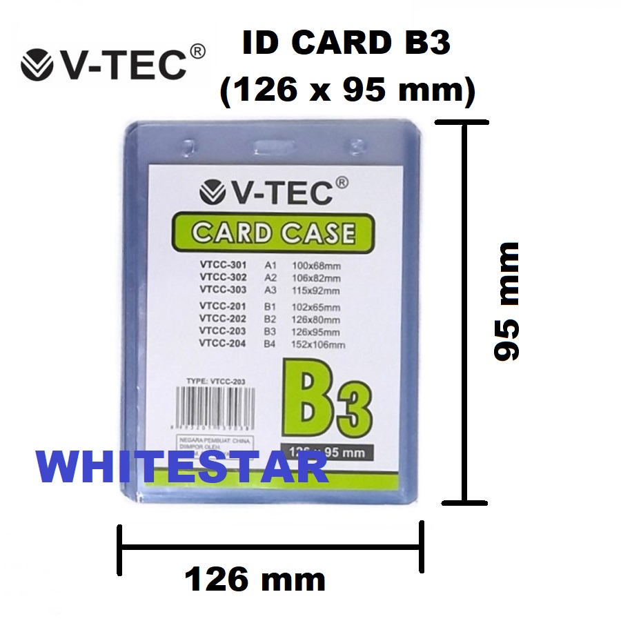 

ID card mika v-tec B3 (126x95 mm) - keplek name tag / glue card