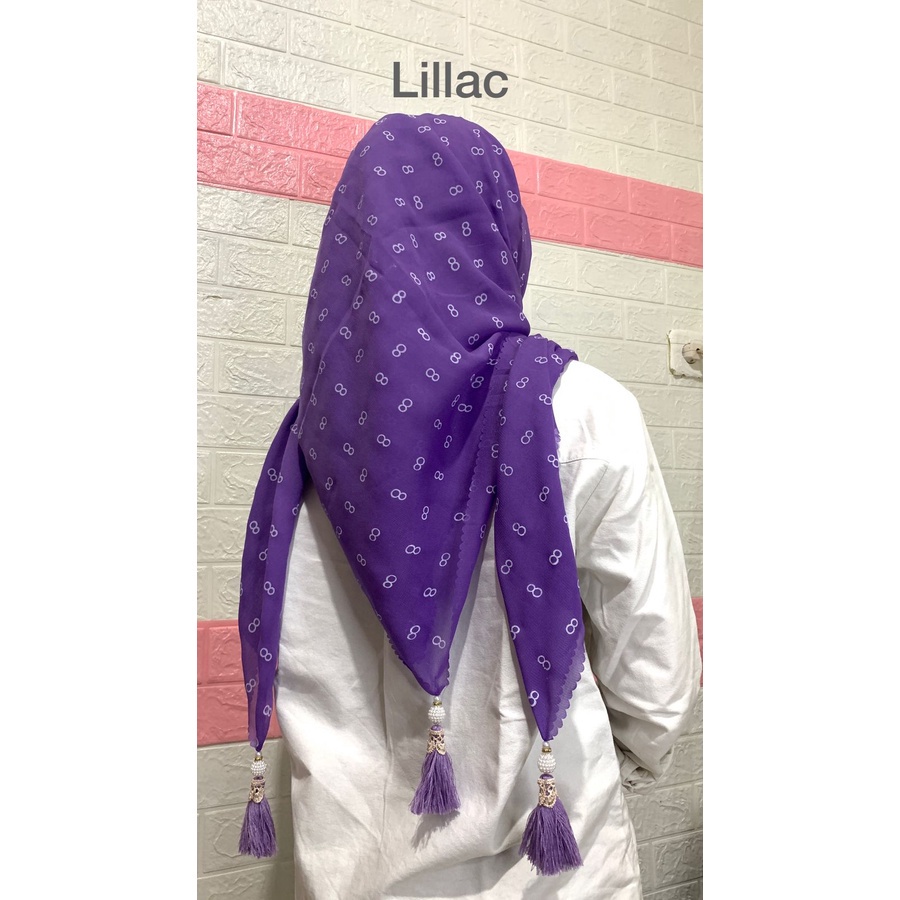 hijab segiempat motif tassel size 115x115/kerudung hijab segiempat motif tasel warna lilac
