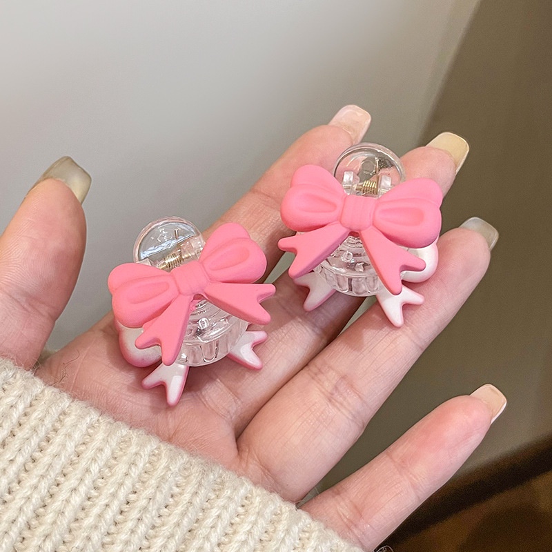 Cute Bow Small Grabs Pink Poni Klip Card Patah Rambut Klip Hiasan Kepala