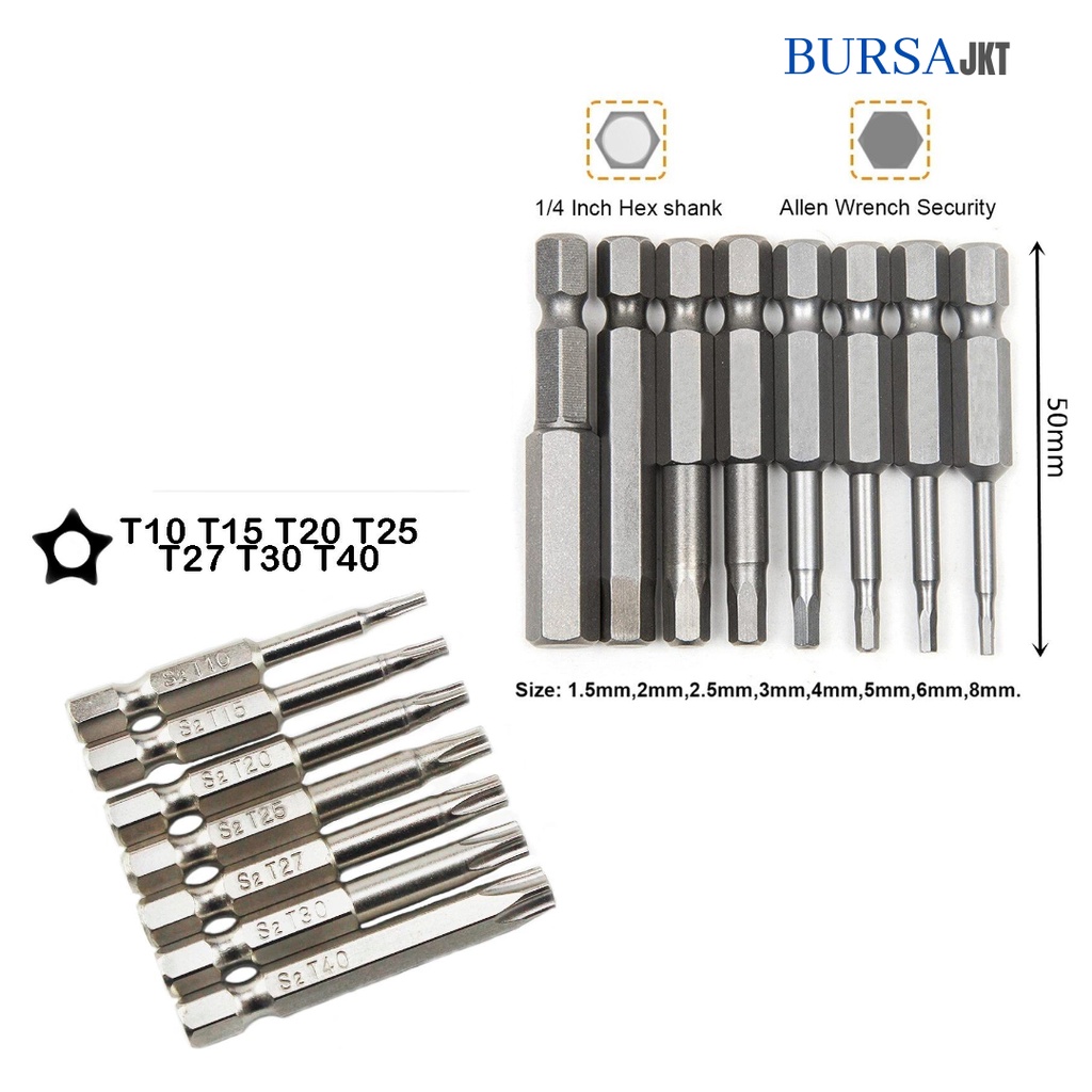 MATA OBENG TORX BINTANG / HEX SHANK MAGNETIC 8IN1 50MM