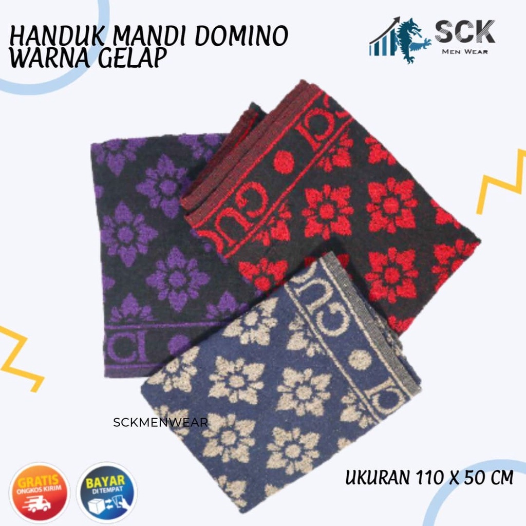 Handuk  DOMINO Melodi Size  Kecil 100x50cm Bayi Dewasa Warna Gelap / Perlengkapan Mandi - sckmenwear GROSIR