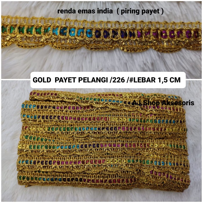 Terlaris Ren Renda Emas / Renda Bordir India